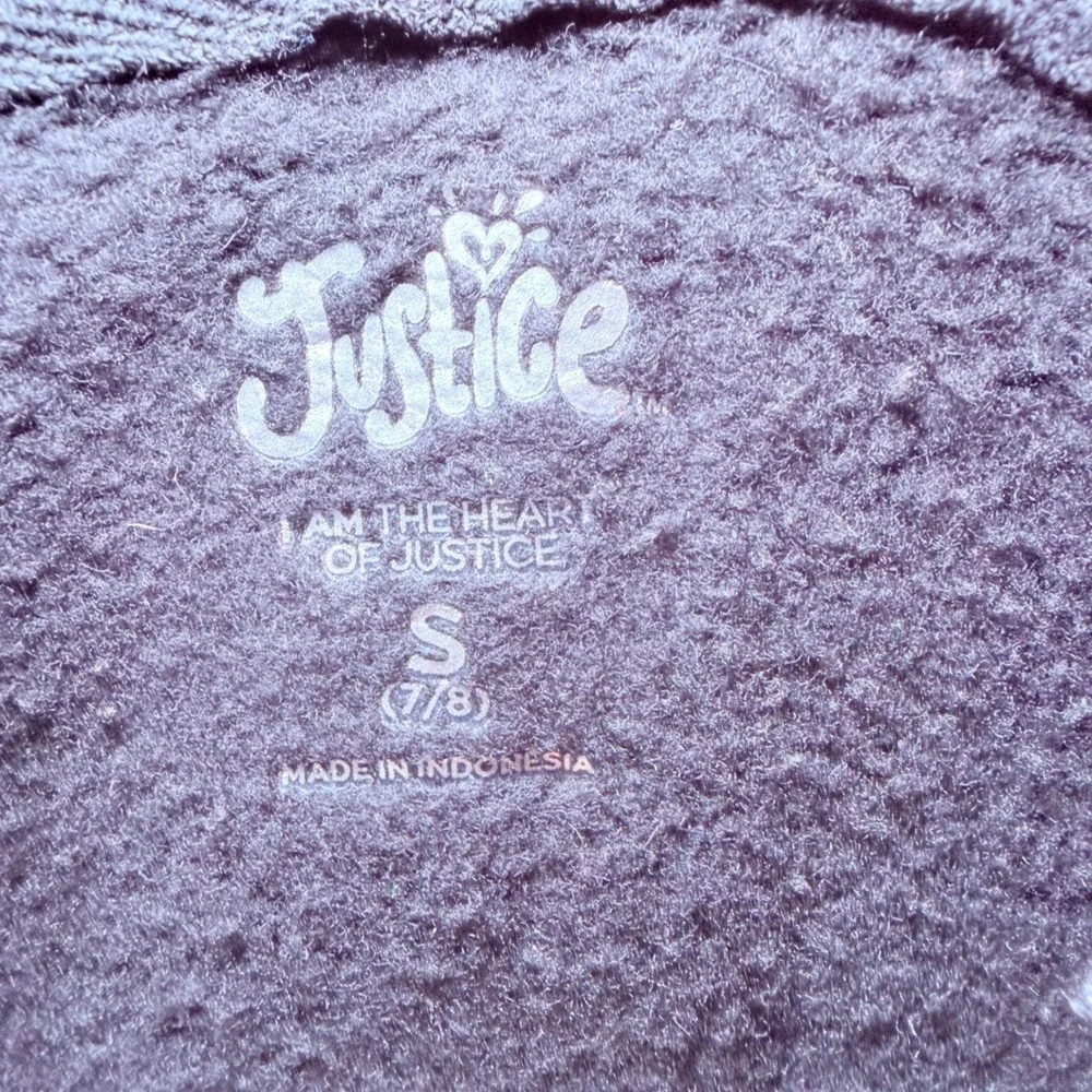 Justice Girls Black Butterfly Zip Up Hoodie Cropped Sweatshirt Size‎ S 7/8